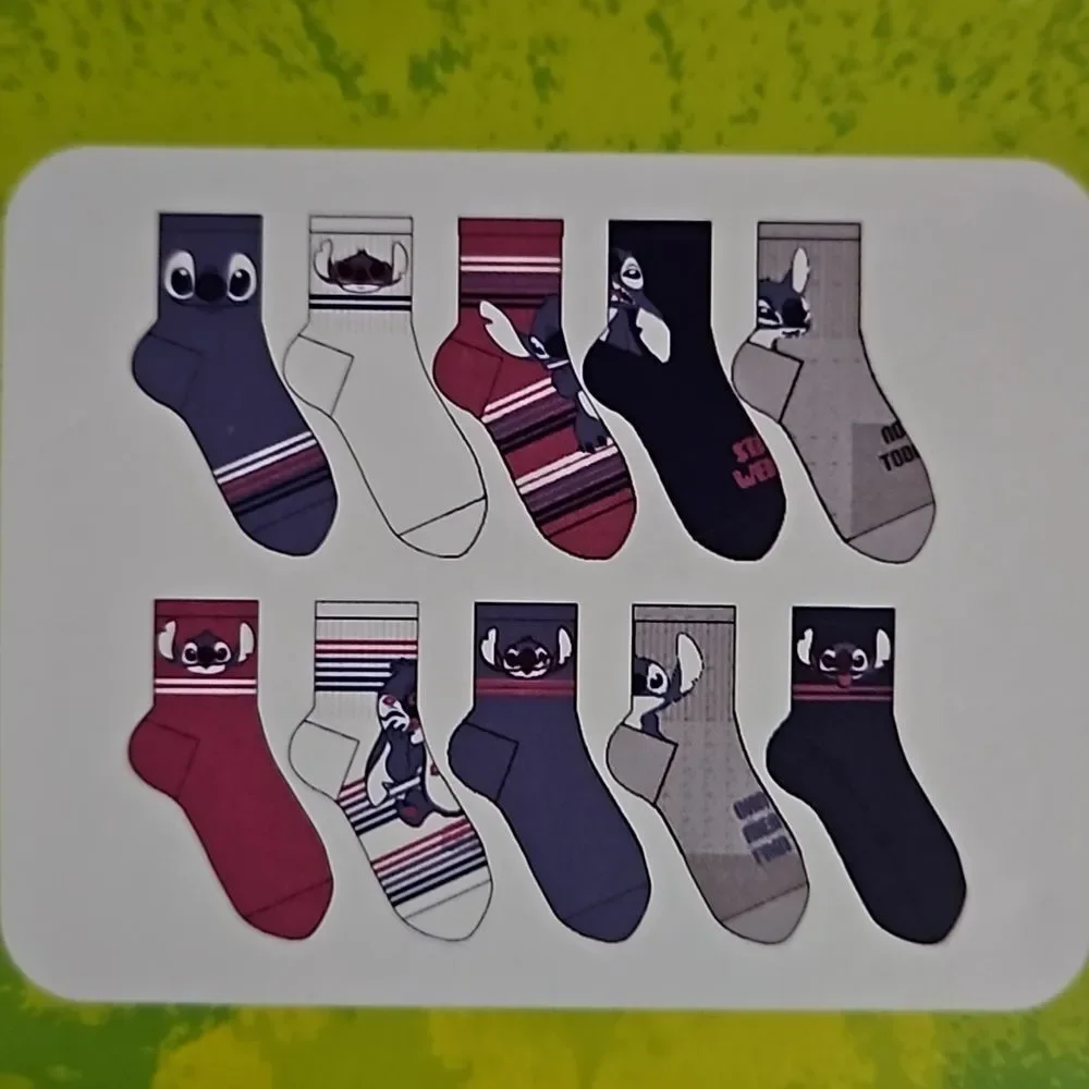 Disney  Stitch Shortie Crew Length Socks pack of 10